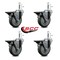 Service Caster 4'' Gray Poly Swivel 7/16'' Grip Ring Stem Caster Set with Brake, 4PK SCC-GR20S414-PPUB-PLB-716138-4 - alternate 3